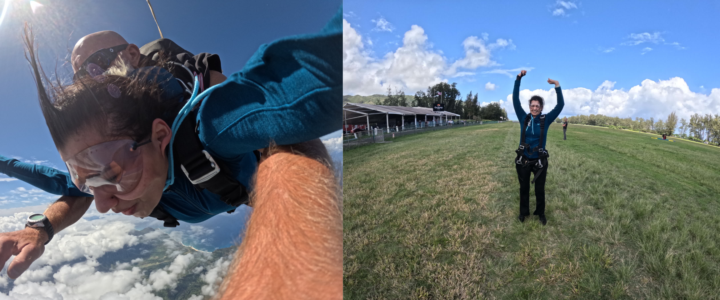 Aarja skydiving at 14,000 feet